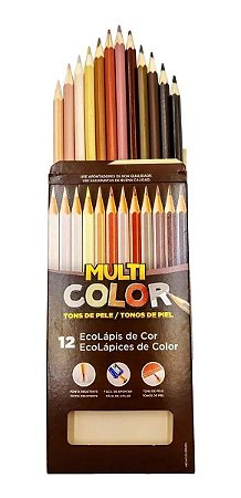 Lápis Cor Multicolor Tons De Pele 12 Cores