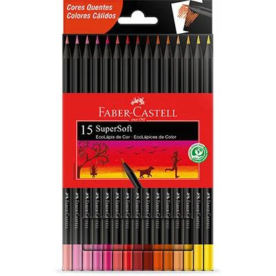 Lápis De Cor Com 15 Cores Quentes Super Soft  Faber-Castell