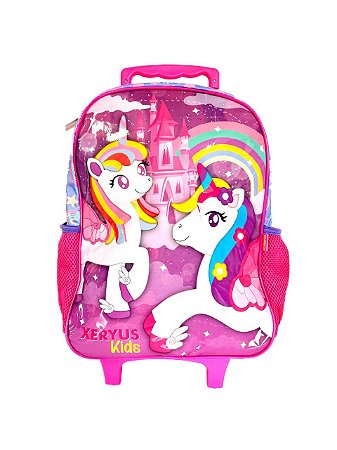 Mochila Escolar Infantil com Rodinhas Unicórnio - Xeryus