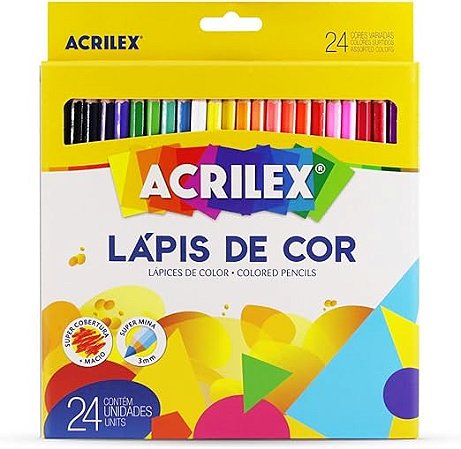 Estojo de Lápis de Cor 24 Cores Sextavado - Acrilex