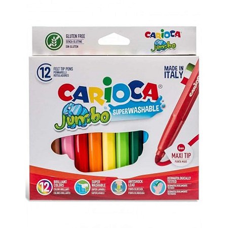 Canetinhas Hidrográficas Carioca Jumbo Superwashable - 12 Cores