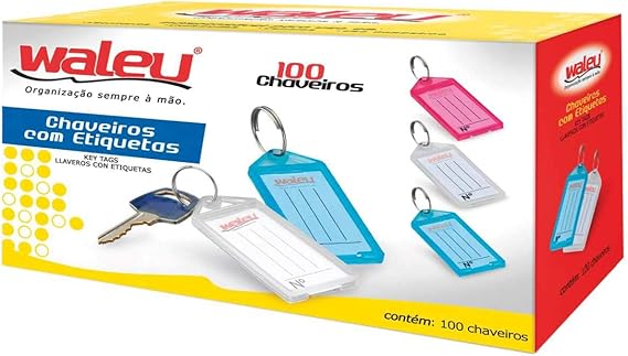 Kit de Chaveiros com Etiquetas – 100 Unidades