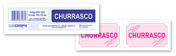 Fichas para Quermesse de Churrasco – 50 Unidades (155x55mm)