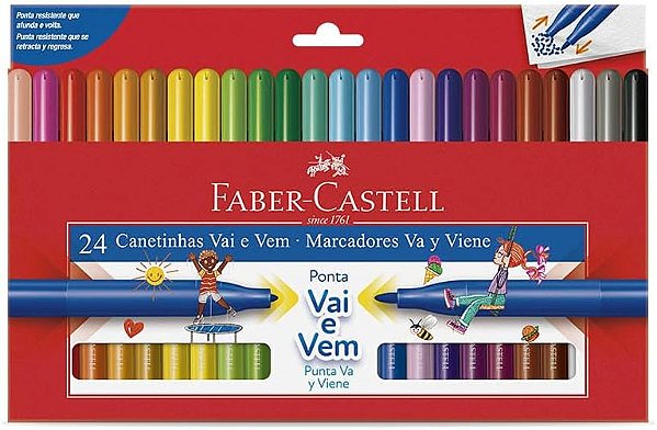 Caneta Hidrocor C/24 Faber-Castell Vai E Vem