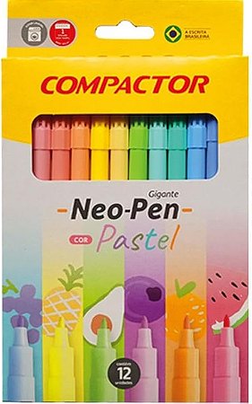 Canetinhas Hidrocor Compactor - 12 Cores Pastel