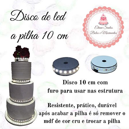 Disco de led a pilha - 10 cm branco