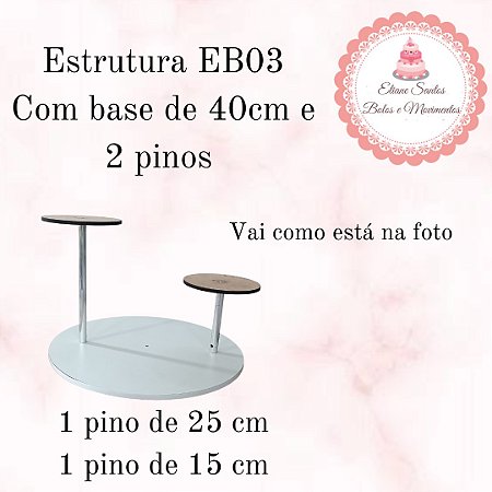 Estrutura EB03 com cake board de 40cm + 2 pinos