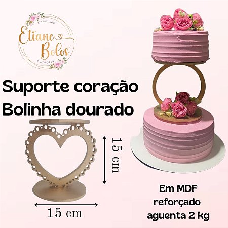 SUPORTE CORAÇÃO BOLINHA DOURADO