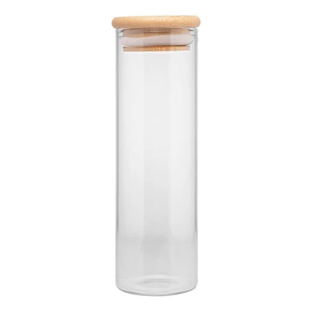 POTE DE VIDRO C/TAMPA DE BAMBU 210ML