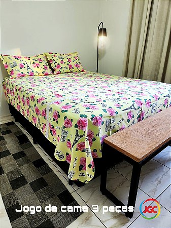 Jogo de Cama Casal Com 3 Peças Estampado