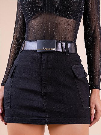 Saia Jeans Cargo Com Cinto