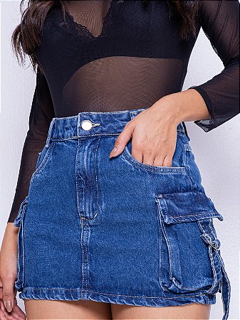 Saia Jeans Cargo Fivela