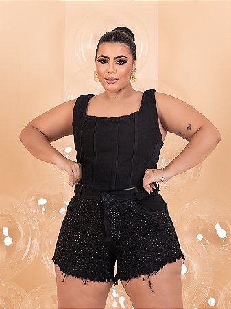 Conjunto Jeans Plus Size Strass