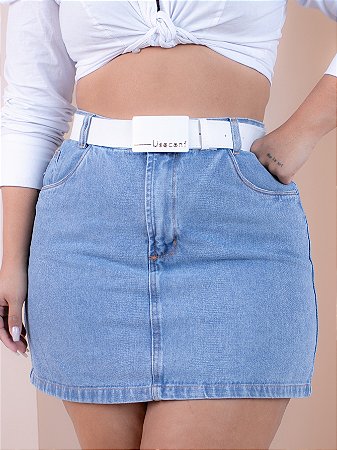 Saia Jeans Plus Size Lisa Com Cinto