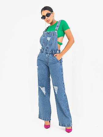 Macacão Wide Leg Jeans