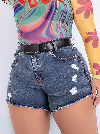 Short Jeans Plus Size Barra Com Cinto