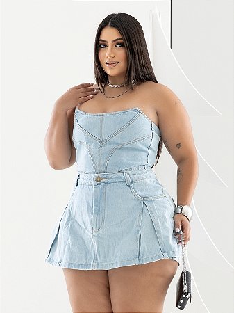 Conjunto Jeans Plus Size Claro