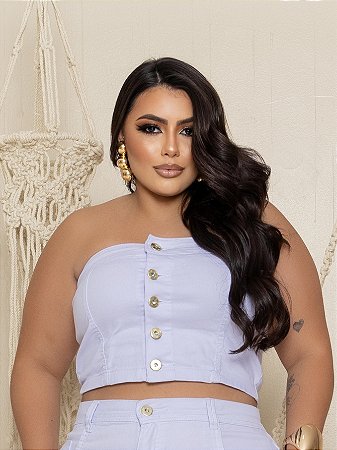 Cropped Jeans Plus Size Branco