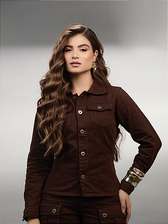 Jaqueta Jeans Marrom