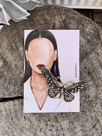 Broche Borboleta Verde G