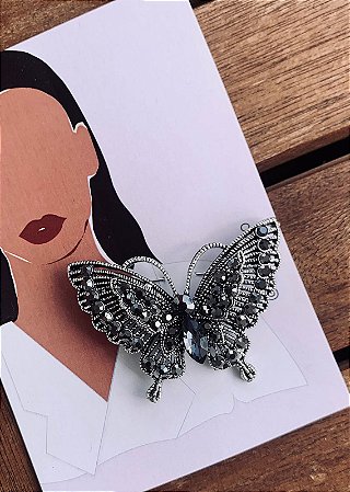 Broche Borboleta Prateada
