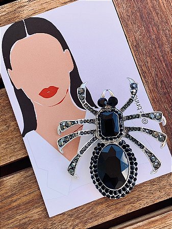 Broche Aranha Glam Preta