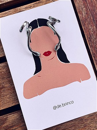 Brinco Ear Cuff Cobra prata
