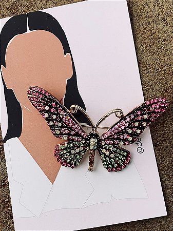 Broche Borboleta Rosa G