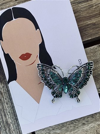 Broche Borboleta Verde M