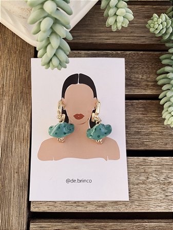 Brinco Argola Cogumelo Verdíssimo