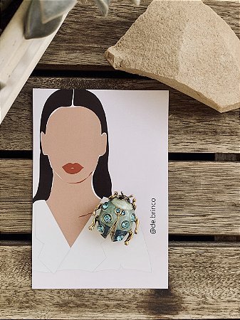 Broche Joaninha Aquarelada Verde