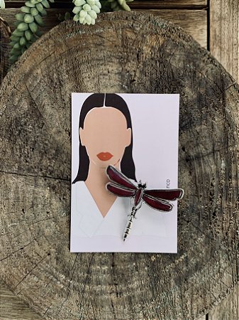 Broche Libélula Bordô
