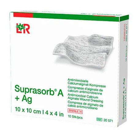SUPRASORB A + AG ALGINATO DE CALCIO COM PRATA 10X10CM