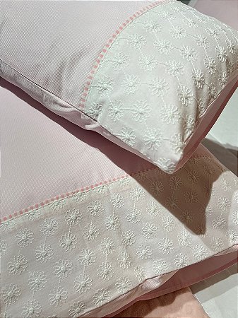 Kit capas 4 peças em Piquet - aplicação em Lesie margaridas