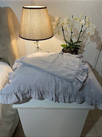 Capas 100% Algodão com Laços e Babado – Cinza