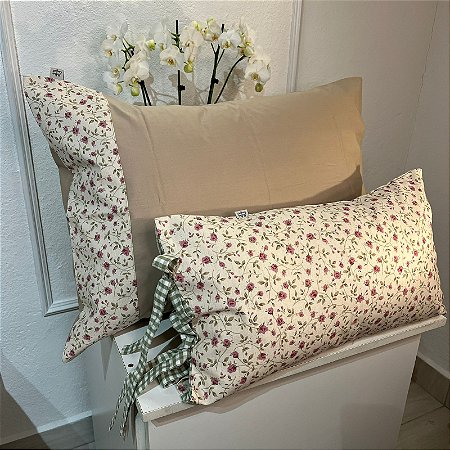 Rinzeira em Linho Cru – Laços e Estampa de Rosas