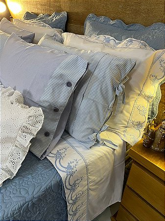 Jogo de Lençol Luxo Bordado – 230 Fios 100% Algodão (Queen)