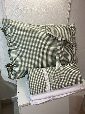 Jogo de Lençol Xadrez Verde 230 Fios – 100% Algodão (King)