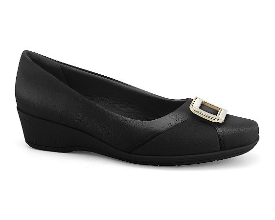 Sapato Anabela Comfortflex Preto Fivela