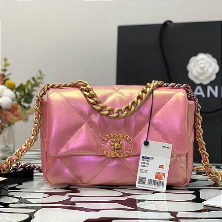 Bolsa Chanel 19 Flap Bag Iridescent Pink