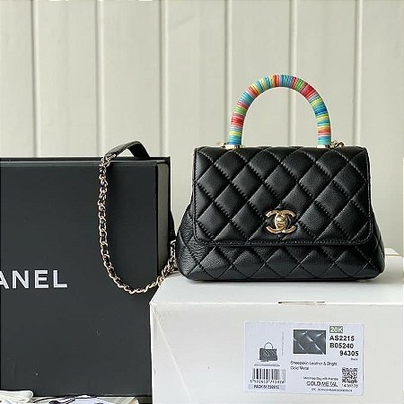 Bolsa Chanel Leather Flap Bag Top Handle