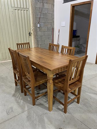 Jogo De Mesa Com 6 Cadeiras Anna Hickmann 100% Peroba Rosa Imperdível