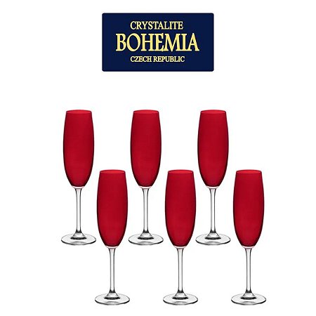 6 Taças Cristal Champanhe Vermelha 220ml Titanium Bohemia - G KOLLE SHOP -  Utilidades Domesticas e Decoração