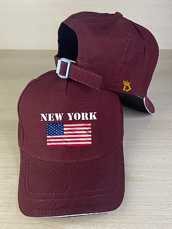 Boné Fivela Fitão Regulável Aba Curva Bandeira USA New York Ref 58