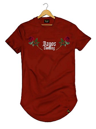 Camiseta Longline Algodão Dayos Rosas Vermelhas Ref l30