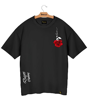 Camiseta Oversized Algodão Red Rose Ref o31