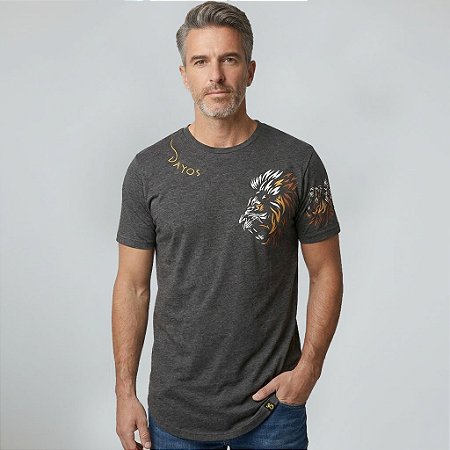 Camiseta Longline Algodão Lion Orange Ref l53