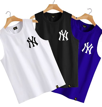 Kit 3 Camisa Camiseta Masculina Regata Algodão StreetWear NY New York RK01