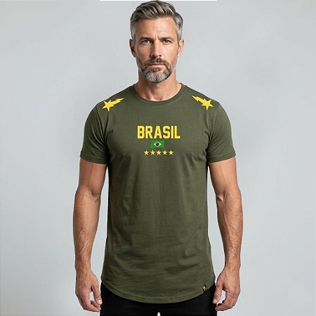 Camiseta Longline Algodão Brasil BR Ref l81