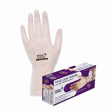 Luva de Vinil com Talco - Volk (100 Unidades) | CA - 20722